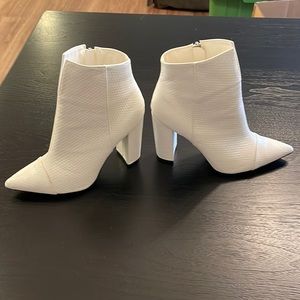 White Pointed Toe Faux Leather Boots